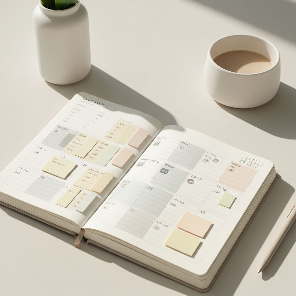 Calendar and daily planner showing structured time management and balanced daily rhythm